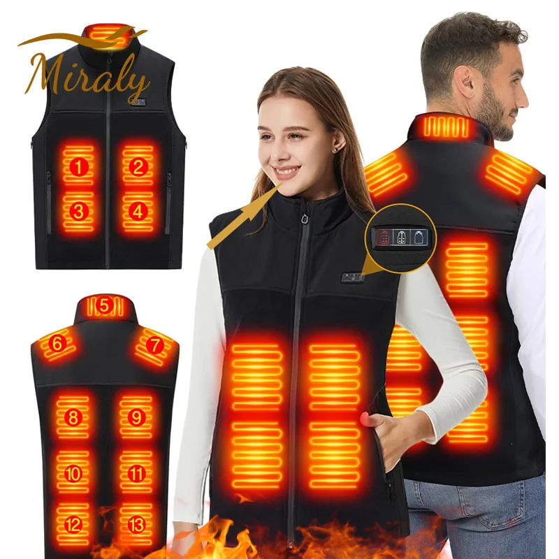 Chaleco calefactable con 21 zonas calefactoras, chaqueta ligera con calefacción, chalecos para hombre y mujer, chaqueta térmica con calefacción por Usb para invierno