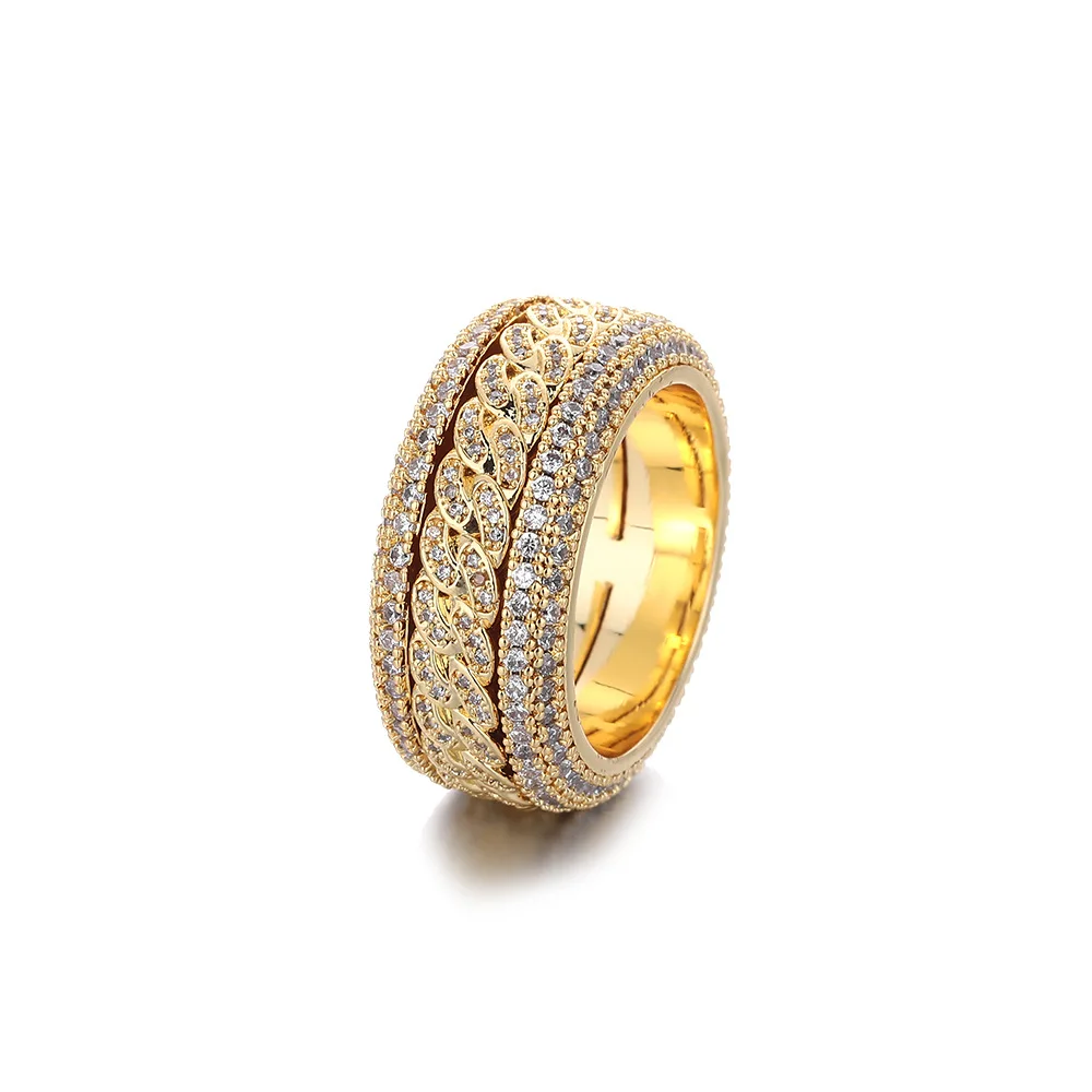 Hip-Hop Micro-set Moissanite Rotatable Cuban Ring 18K Real Platinum PT950 Fashion Personalized Men's Ring