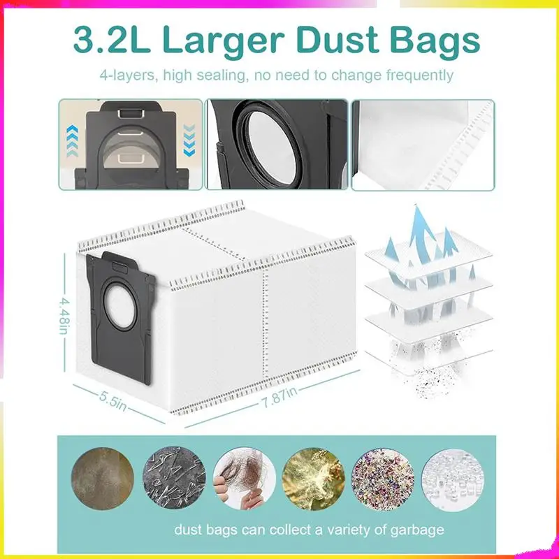 M04K Per Dreame X40 Ultra/X40 Pro/S30 Pro Ultra Pezzi di ricambio Kit di accessori-Spazzola principale Filtro HEPA Mop Sacchetto per la polvere in tessuto