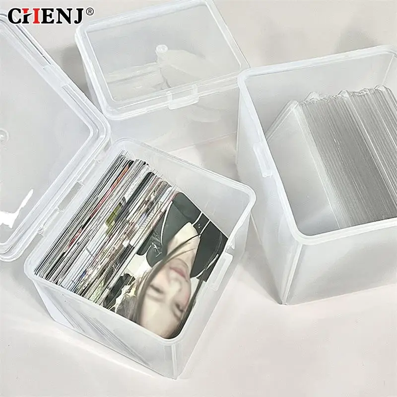 Photocards Storage Box Transparent Stickers Korea Idol Card Holder Desk Storage Organizer Classification Box School Stationery