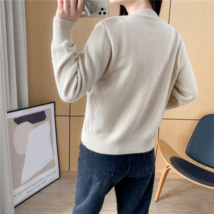 슬림핏 또는 니트 가디건 여성용 라운드 넥 싱글 버튼 가을 겨울 패션 다용도 면 폴리에스터 아우터웨어