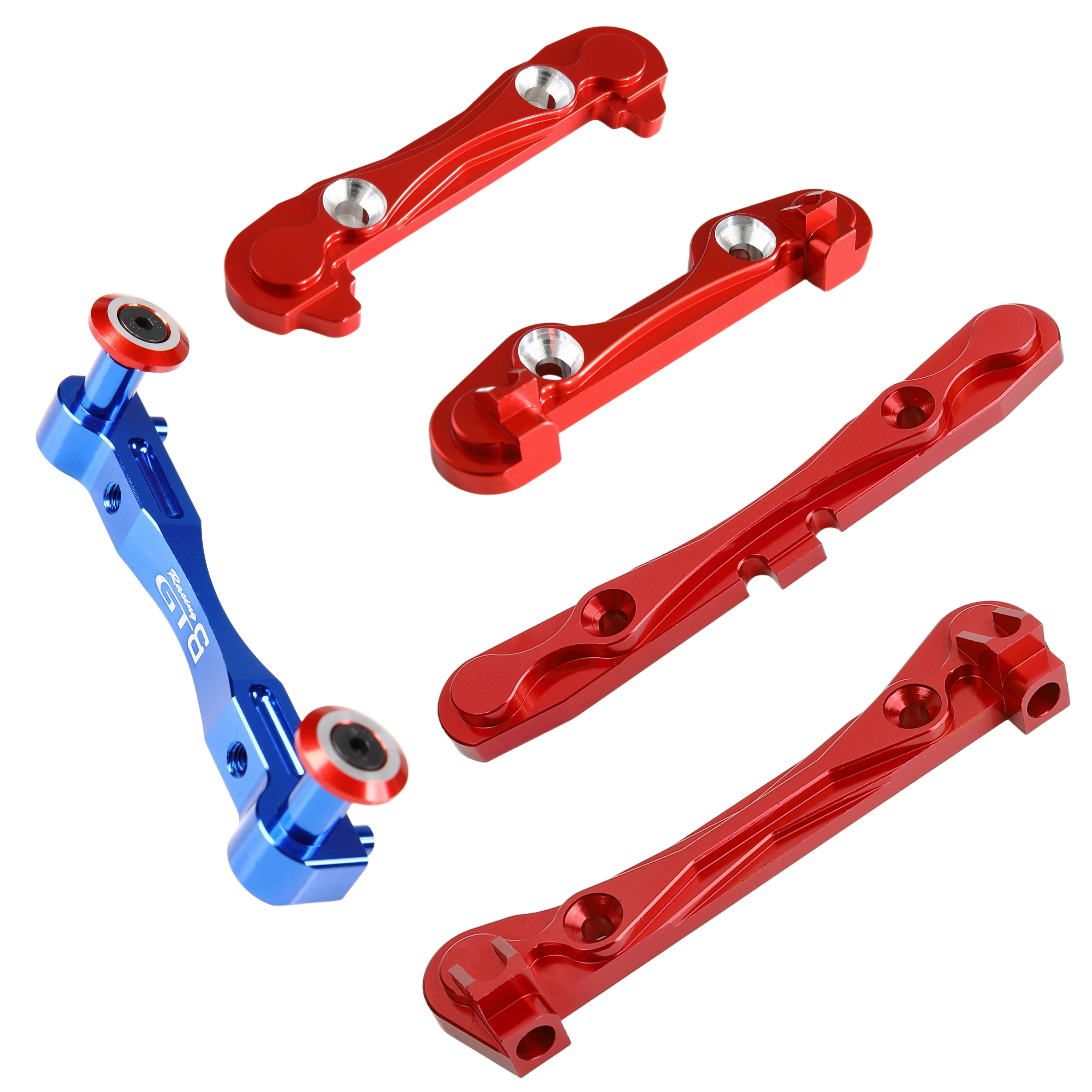 GTB Front & Rear CNC Aluminum Hinge Pin Brace with Shell Fixed Mount Set for 1/5 RC Car Losi 5ive T / 2.0