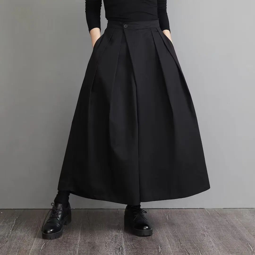 Japan Harajuku Fashion YY Hakama Pants Men Women Unisex Y2k Streetwear Wide Leg Samurai Trousers Dark Aesthetic Skirt Pants