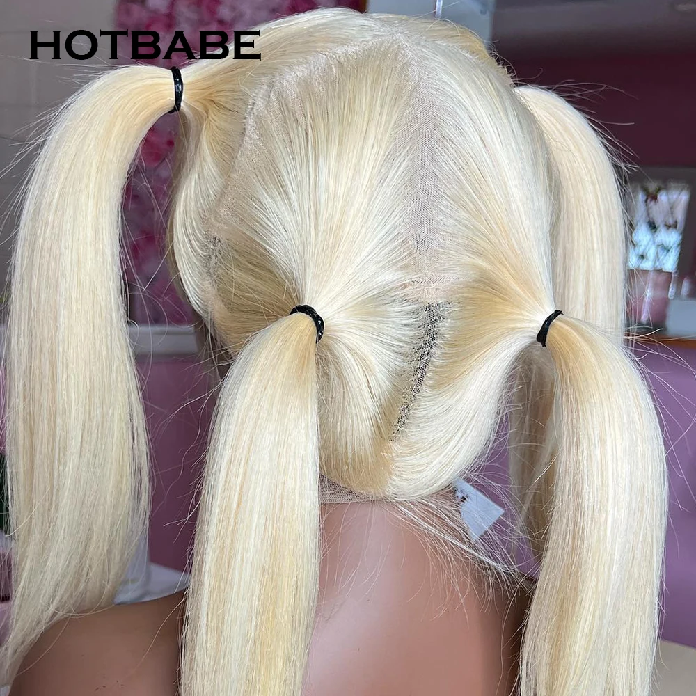 613 Full Lace Human Hair Wigs For Women Blonde Straight HD Transparent Lace Wigs Preplucked 180 Density Remy Hair HOTBABE