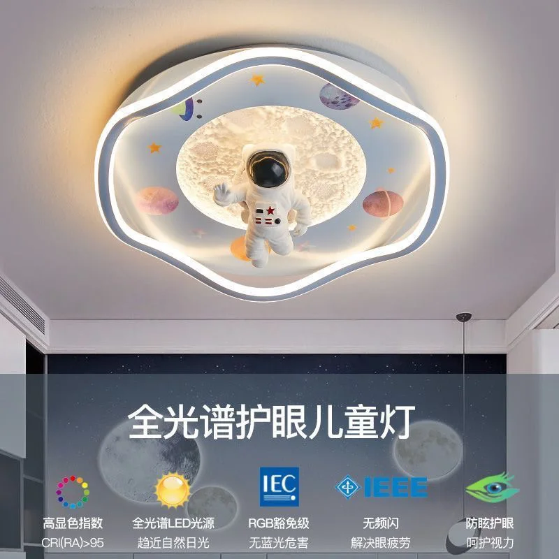 

Modern Eye-Protection Bedroom Ceiling Light for Boys And Girls with Creative Astronaut Space Cartoon Design Kids' Room Lamp