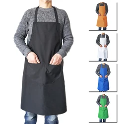 Cooking Apron Unisex Household Solid Color Chef Waiter Barbecue Hairdresser Adult Pocket Apron Kitchen Supplies Tool