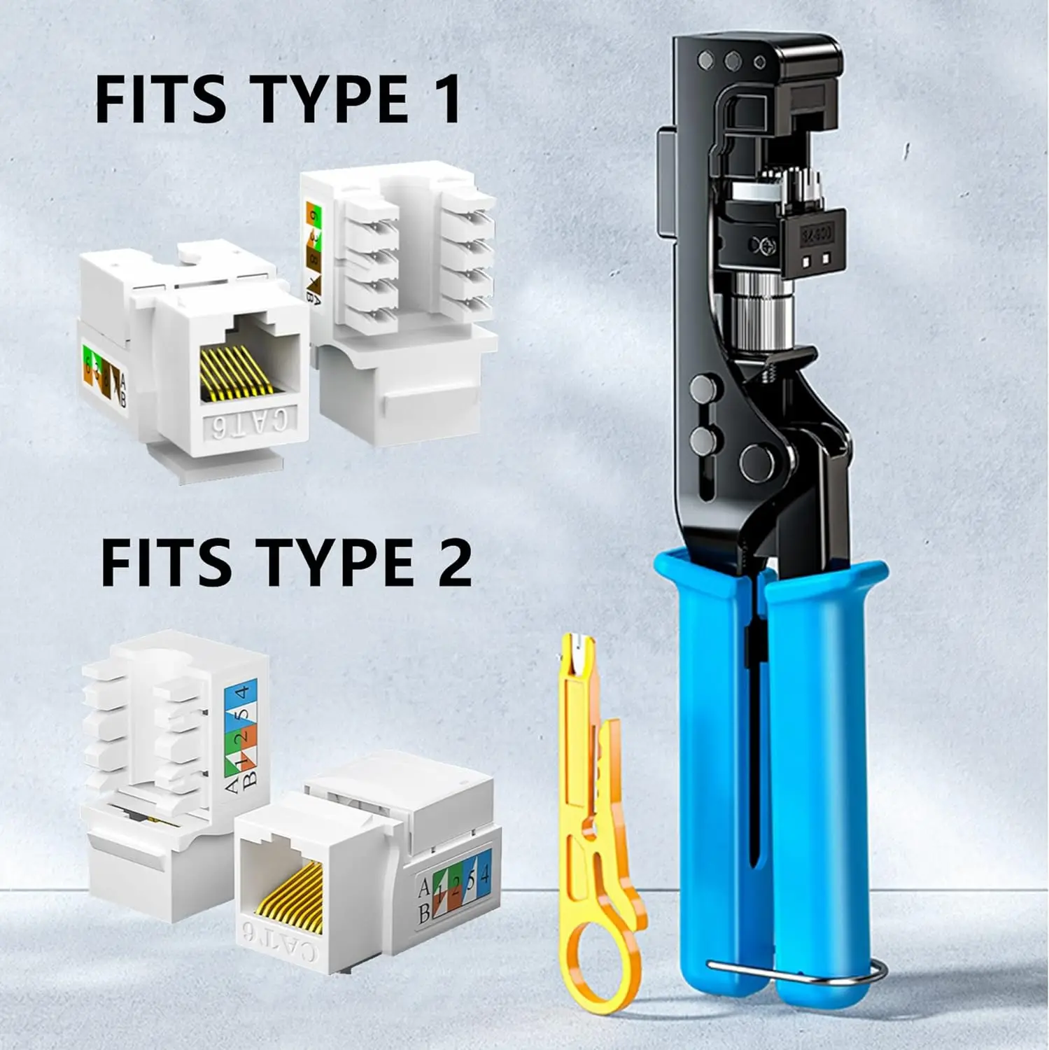 ZoeRax 90 Degree Keystone Jack Punch Down Tool Specific Modular fit CAT5/5e and CAT6/6A Adapter Fast Termination Crimper