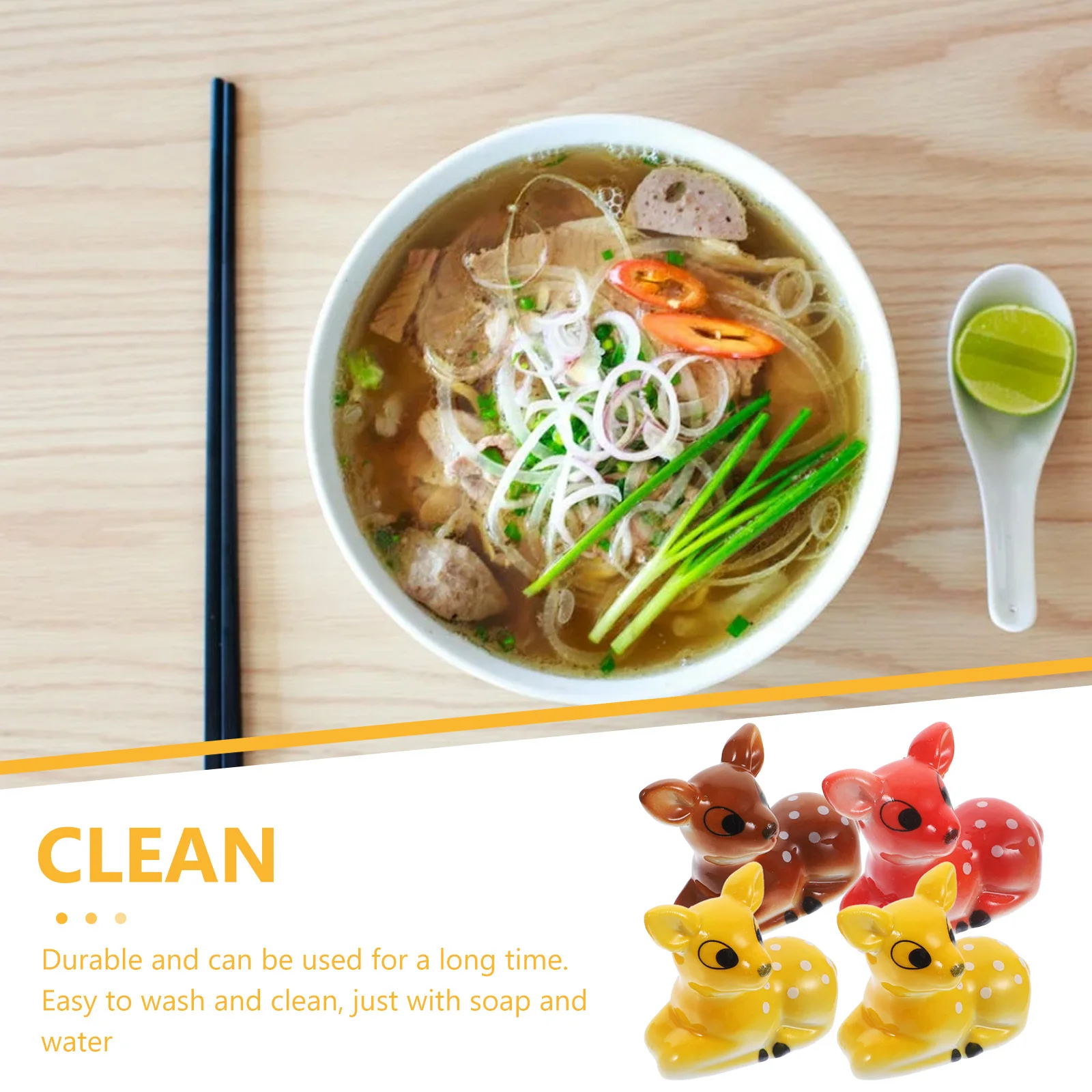 

4Pcs Sika Deer Chopstick Rest Ceramic Holder Elegant Tableware Organizer Easy Clean Gift Rainbow Kitchen Accessories