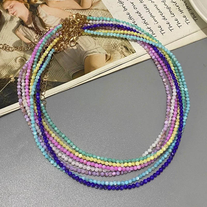 Fashion Naturel Shell Small Beads Choker Gift for Girl  White Blue Purple Colorful Women Neck Jewelry Wholesale Dropshipping