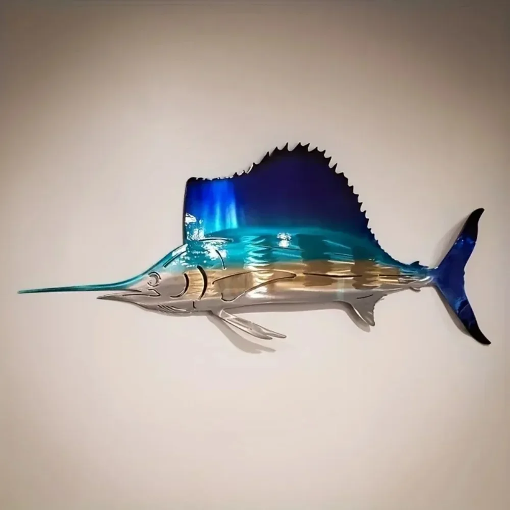 CIFBUY Nautical Aluminum Wall Art Swordfish Jellyfish Turtle Waterproof Durable Metal Sculpture for Living Room Bedroom Home Dec