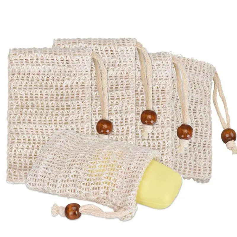 A83X-Shower Bath Sisal Soap Bag Natural Sisal Soap Bag Exfoliating Soap Saver Pouch Holder 80Pcs
