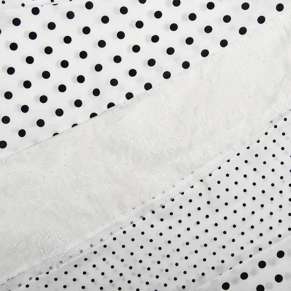 Sheer Lace Patchwork Polka Dots พิมพ์ไม่สมมาตร Maxi กระโปรงผู้หญิงแฟชั่นเอวสูง Slim Casual ทั้งหมด Streetwear กางเกง