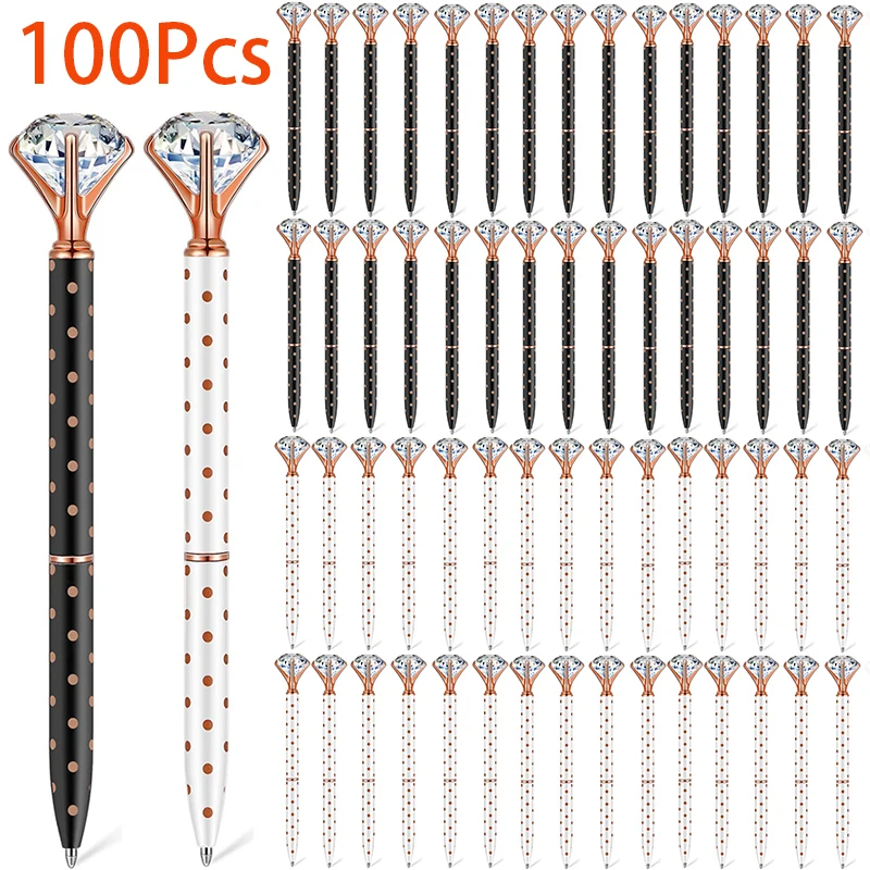 100Pcs Diamond Pens Bridal Shower Pens Crystal Bling Pen Wedding Gifts for Guests Women Girls Home School Office Black Ink