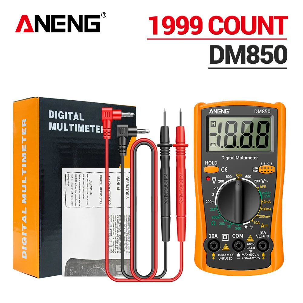 ANENG DM850 Digital Multimeter  1999 Counts   Automatic ProfessionalAuto AC/DC Votage Tester Ohm Current Ammeter Detector Tool