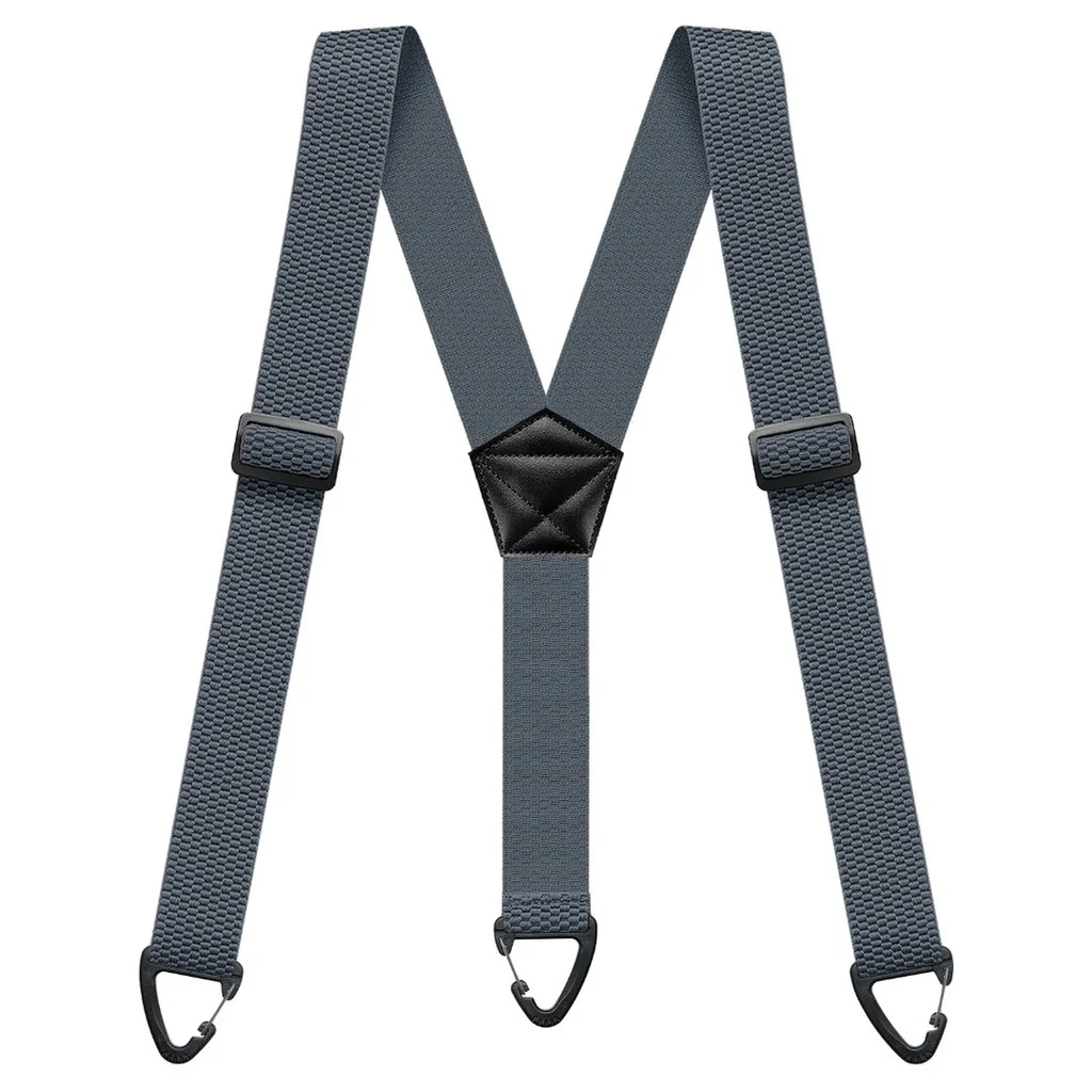 Robuste Hosenträger für Herren, Arbeit, Biker, Outdoor, 3,8 cm breit, X-Rücken, mit 4 Karabinerhaken, verstellbare elastische Hosenträger, Gurt