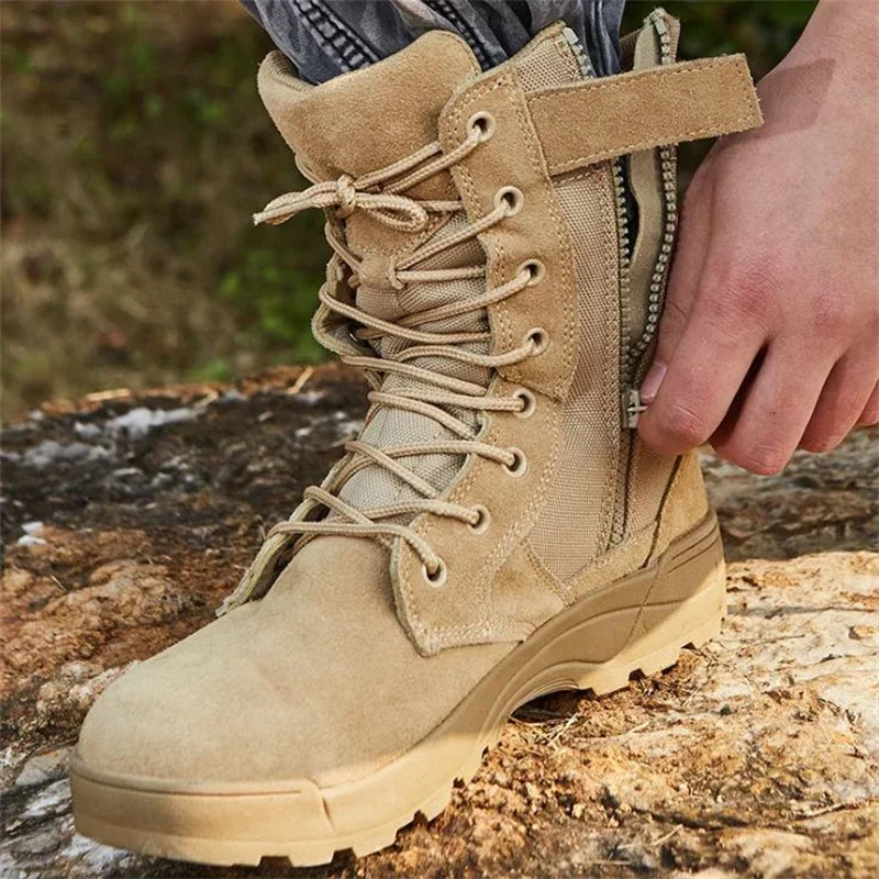 

Lace Up Tactical Boots for Man and Women Hiking Boots Mens Military Army Boots Male Desert Combat Ankle Boats Work Safty Shoes