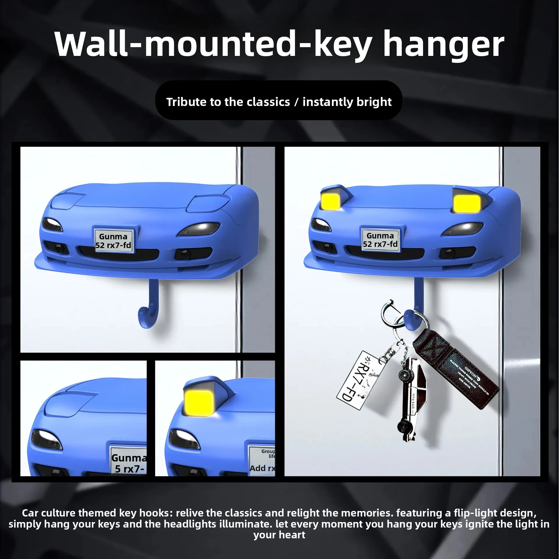 سيارة العلوي مفتاح هوك RX7 AE86 البلاستيك المفاتيح مجوهرات اكسسوارات قطع غيار السيارات الصينية المنشأ خطاف ضوء كبير