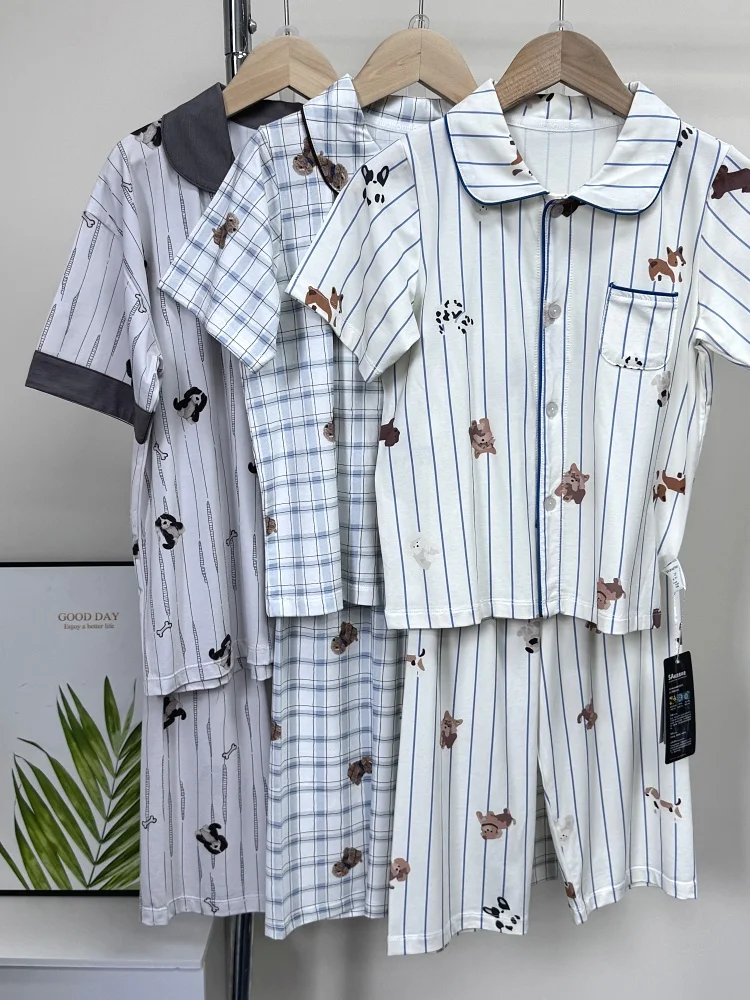 good-night-kiss-2026-summer-boys'-modal-cotton-sleepwear-open-cardigan-seven-piece-pants-air-conditioned-short-sleeve-home-cl