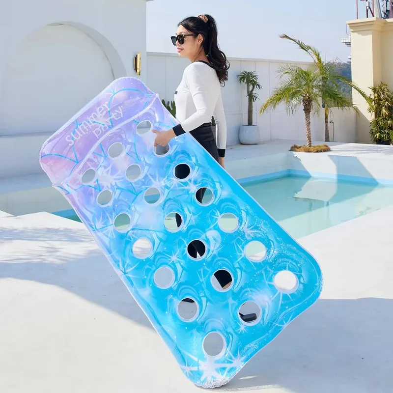 Starry Sky Dopamine Color Adult Inflatable Floating Mat PVC Water Float Mattress Beach Lounge Chair