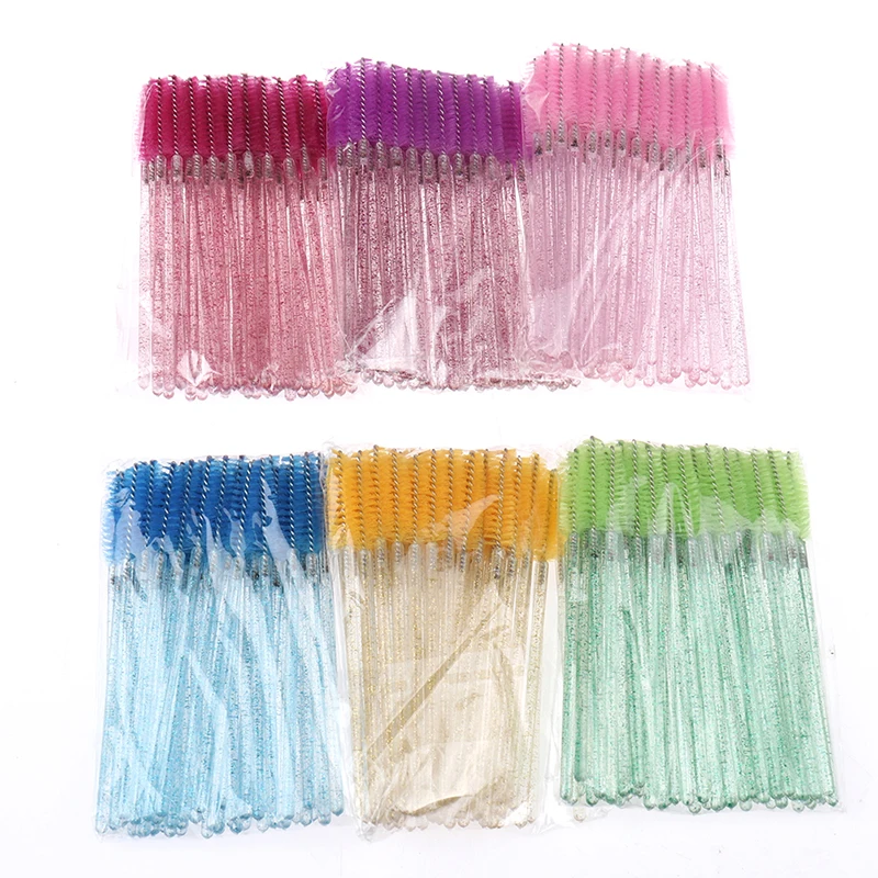 50 قطعة فرش الرموش القابل للتصرف كريستال العين لاش عصي الماسكارا بريق لاش مشط Spoolies مايكرو ماكياج تطبيقها #1