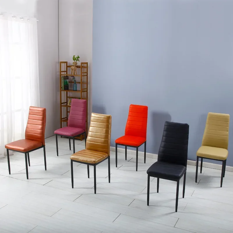 4Pcs Dining Chair Sets Cafe Restaurant Nordic Style Lounge Chair Safety Non-slip Stainless Steel Legs Bar Chair Black White Gift
