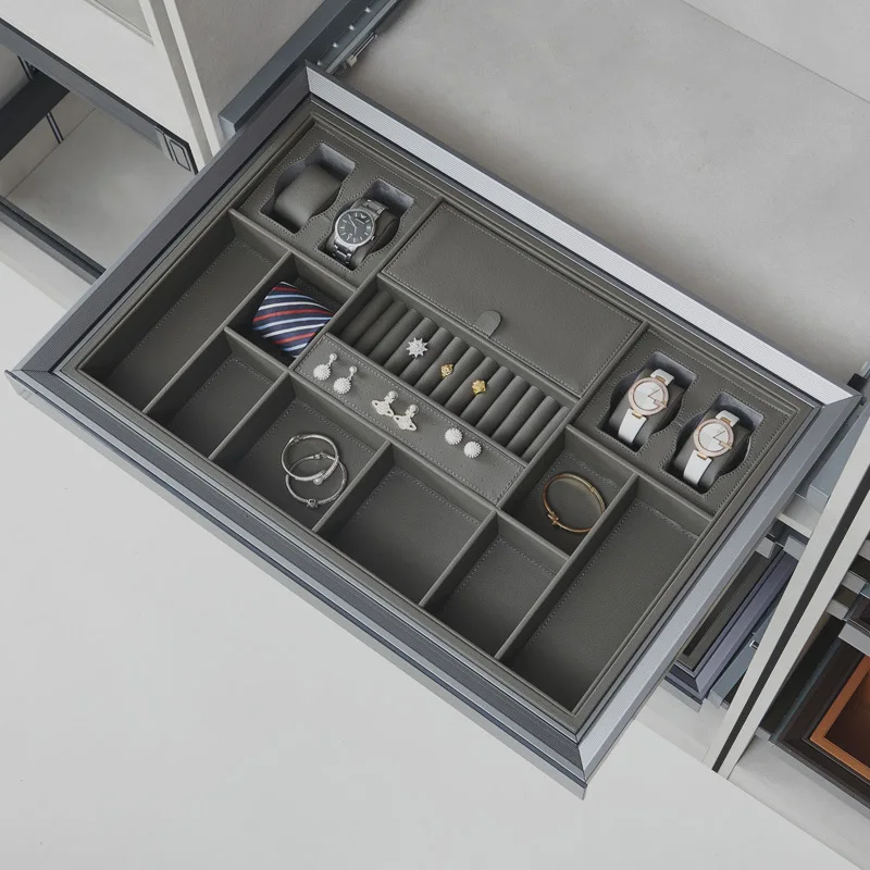 Wardrobe Hardware Pull Basket & Trouser Rack & Leather Jewellery Box Three Items Set V6 Mute Damping Rail Cloakroom Home Storage