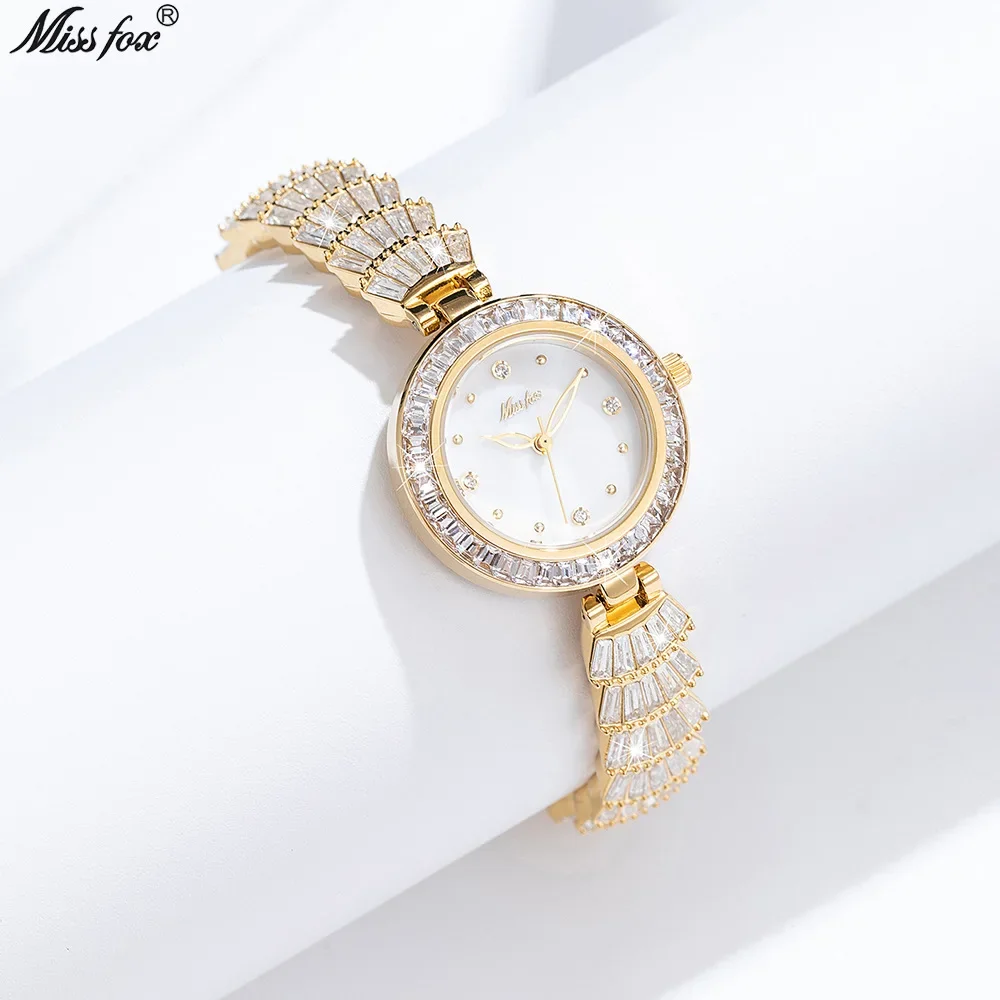 MISSFOX Women's Watch French Light Luxury High Quality Diamond Popular Charm Bracelet Watch Ladies Fashion Quartz Watches Gift