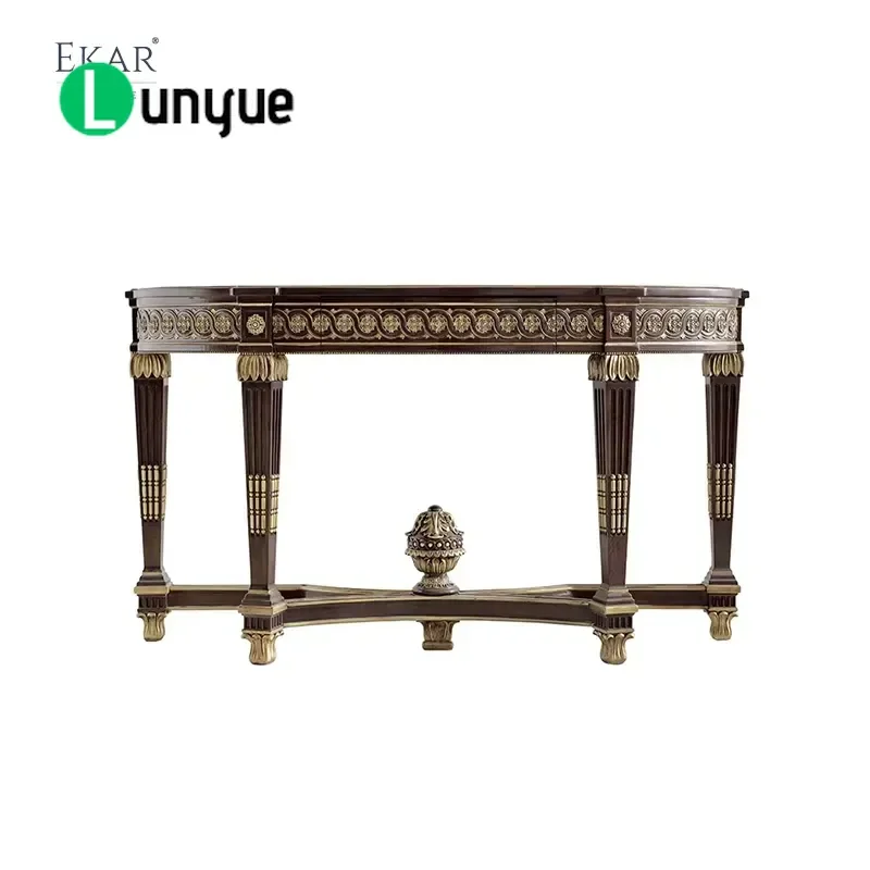 Luxury Classical Gilded Entrance Table Majestic Antique Style Foyer Console Furniture Elegant Gold Finish Decor for Home