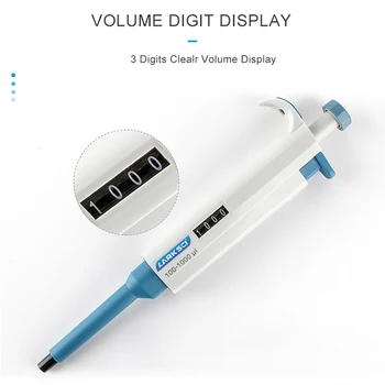 Laboratory Pipette Adjustable Single Channel Digital Micropipette With Pipettor Tips