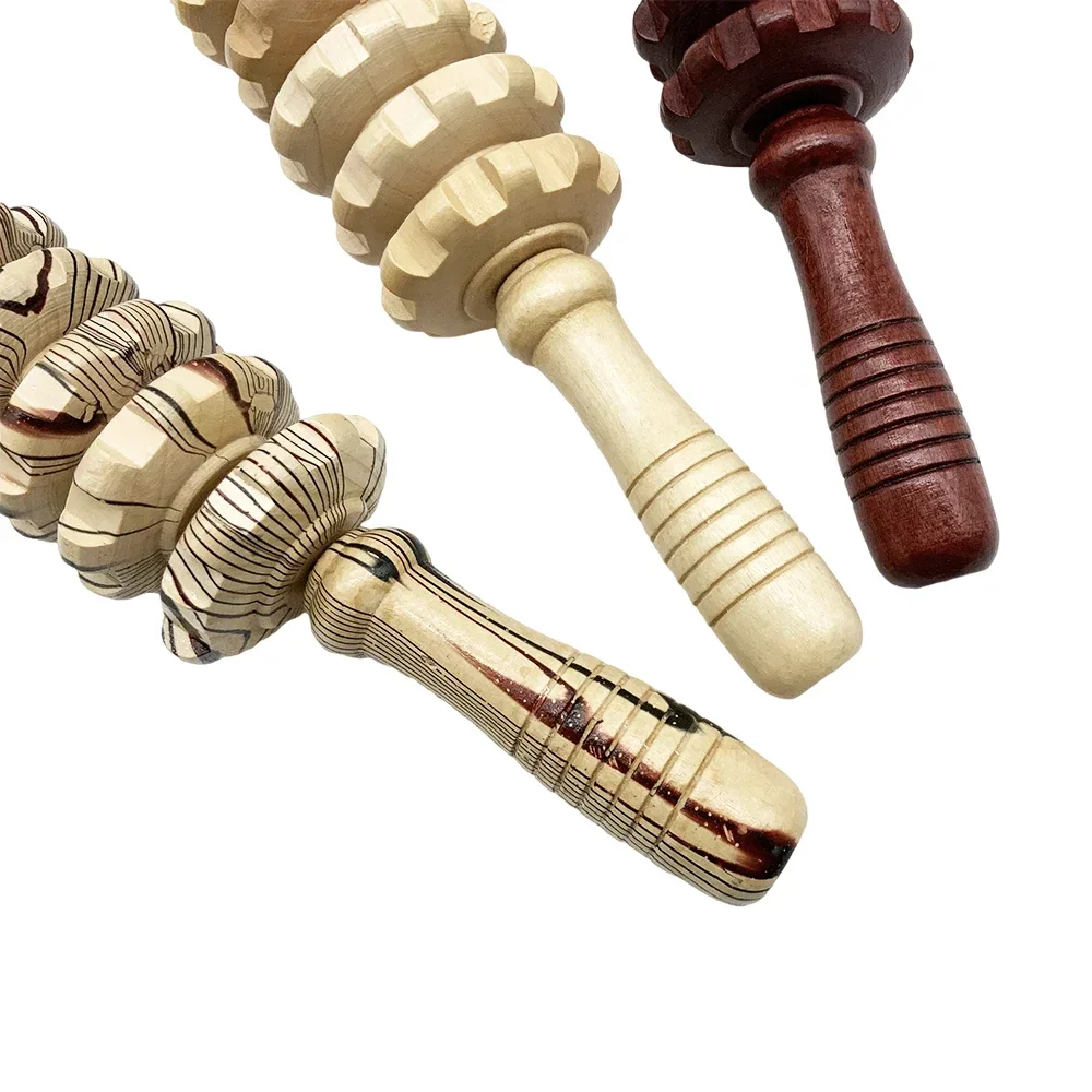 12/9 Wheels Wooden Roller Wood Massage Gear Drainage Body Shaping Trigger Stick To Reduce Fat Back Abdomen Leg Slimming Massager