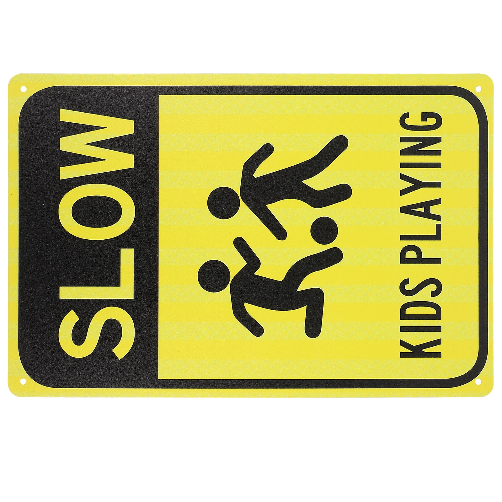 Metal Slow Down Kids Playing Warning Sign Road Safety Traffic Street Caution Sign For City Streets Durable Iron Weather