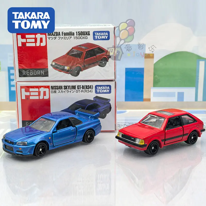 Tomica REBORN Authentic JDM Diecast Car Nissan Skyline GT-R R34 Mazda Familia 1500XG Alloy Sports Vintage Vehicle For Collector - view 2