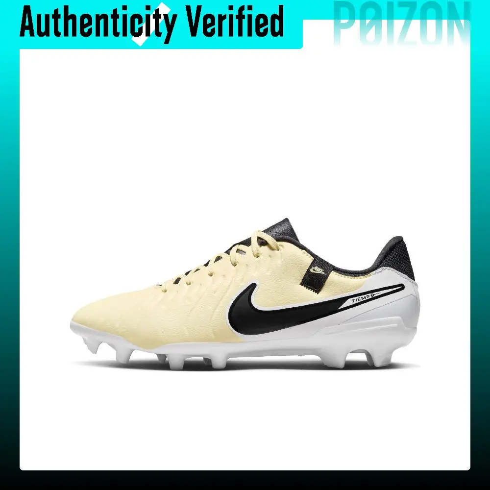 Nike Tiempo Legend 10 Zapatos de fútbol resistentes a la abrasión y antideslizantes para césped artificial para hombre Amarillo Blanco Negro DV4337-700