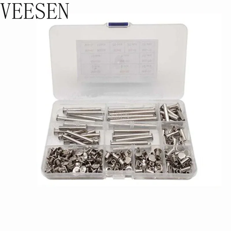 210pcs Nickel Plated Chicago Screws Assortment Kits, Snap Rivet Books Butt   Photo Album Binding  Assort Kits