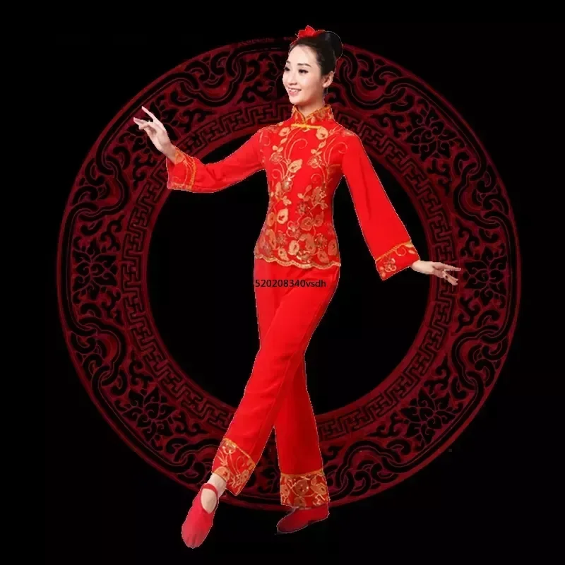 Ancient chinese costume women folk dance lion costume for woman hanfu women new year Fan Yangko Stage clothing dragon Younger