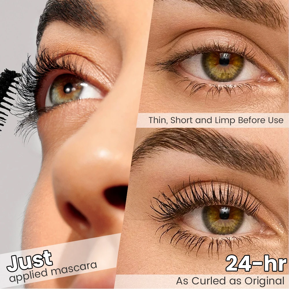 ماسكارا مقاومة للماء ومقاومة للعرق وتدوم طويلاً، تركيبة أنبوب تجعيد معززة بالألياف للرموش #4