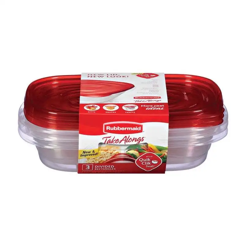 Recipientes De Armazenamento De Alimentos Retangulares, Tome Alongs Dividido, 3,7 Copo, 3 Pack