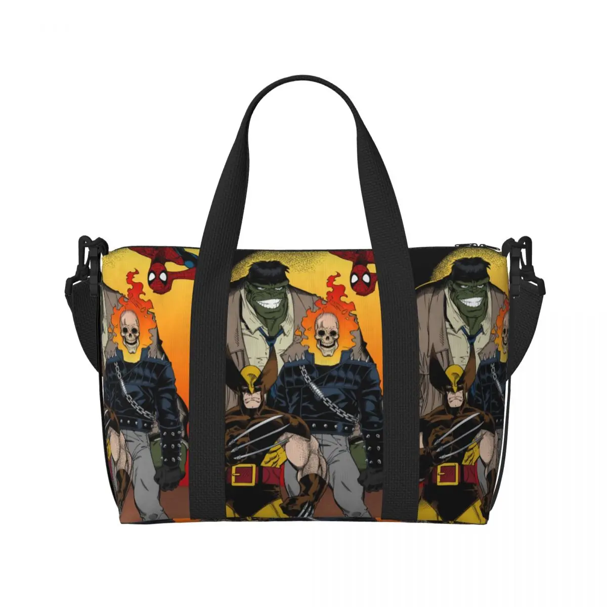 Custom Ghost Rider And Spiderman Beach Tote Bag Women Extra Large Gym Carry On Travel Shopping Bags