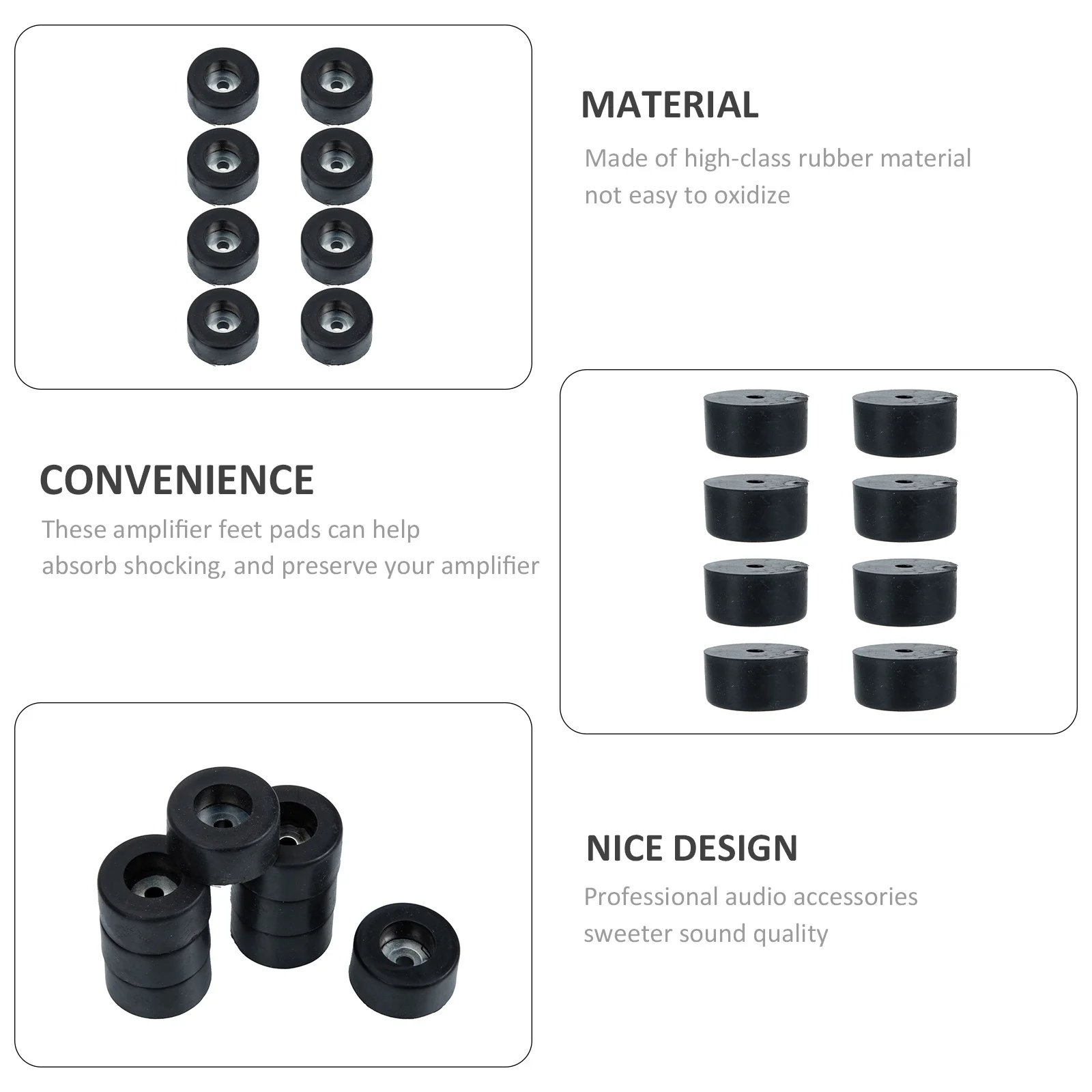 8Pcs Rubber Isolation Feet Pads for Amplifier and Speaker Anti-Slip Premium Material Professional Audio Performance Upgrade