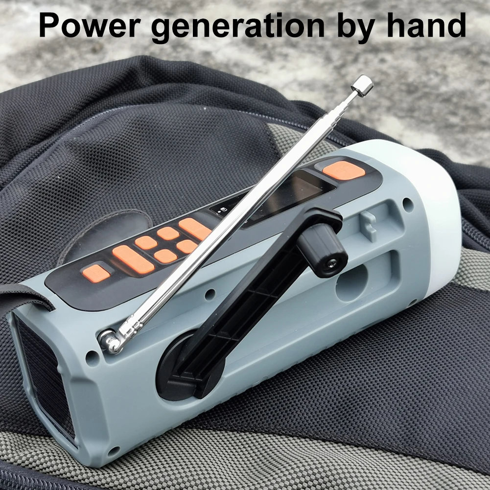 多機能ポータブル緊急ラジオ,dab fmラジオ,USB C,ソーラー,クランク充電器,懐中電灯,BTスピーカー,4500mAh