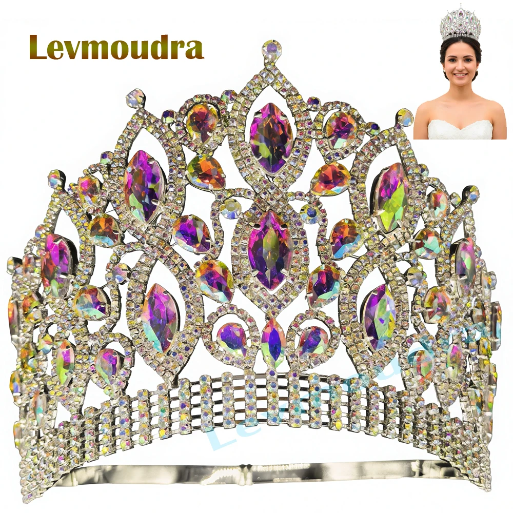

Levmoud Queen Round Crown High Tiaras and Crowns for Women Bridal Wedding Hair Jewelry Party Diadem Bride Headdress Pageant