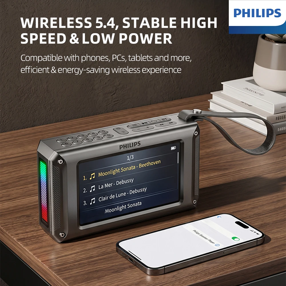 Philips TAS3651 Multi functional Video Bluetooth Speaker Portable FM Radio For Elderly With 4.6 Inch Screen MP4 Video Playback