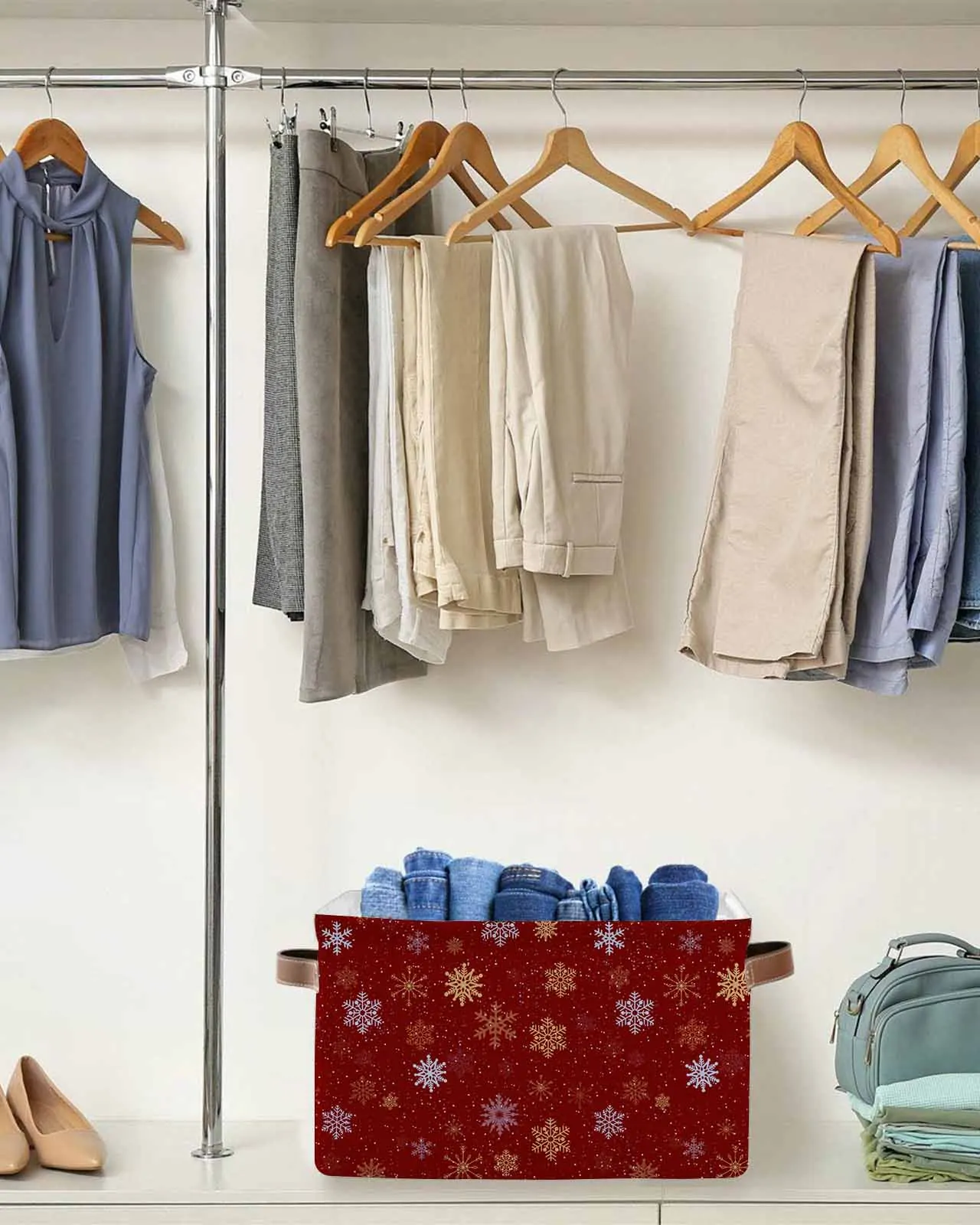 

Snowflake Christmas Wave Point Waterproof Laundry Basket Folding Clothing Storage Basket Kids Toys Organizer Storage Bucket