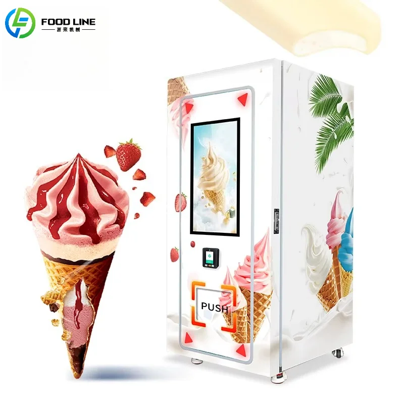 

Customized Ice Cream Vending Machine Touch Screen Multi-Flavor 24H Self-Service Commercial Equipment Superior Quality