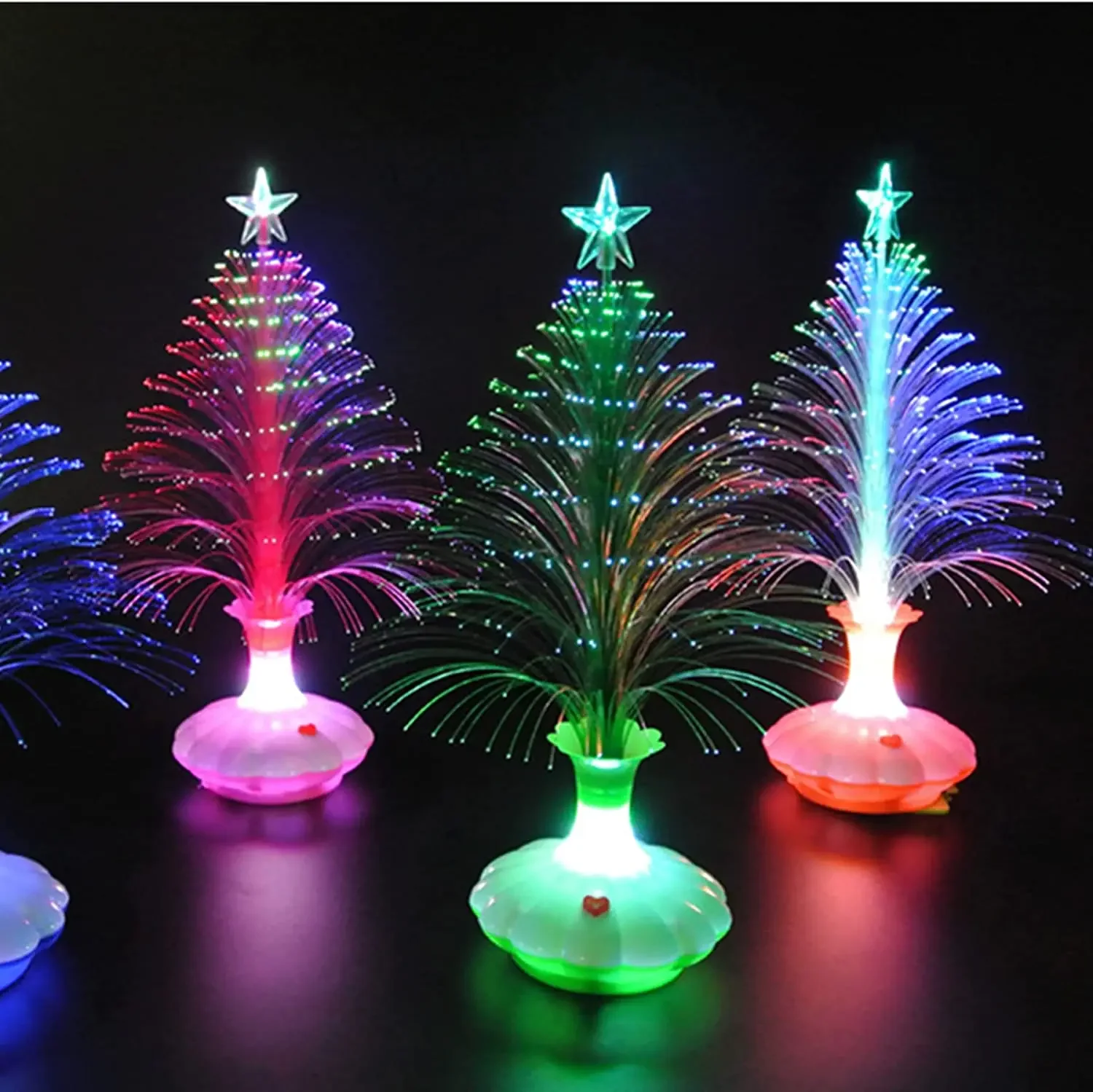 Colorful LED Fiber Optic Night Lights Flash Christmas Night Lamp Xmas Gift Home Decorations Holiday LED Table Lamps Ornaments