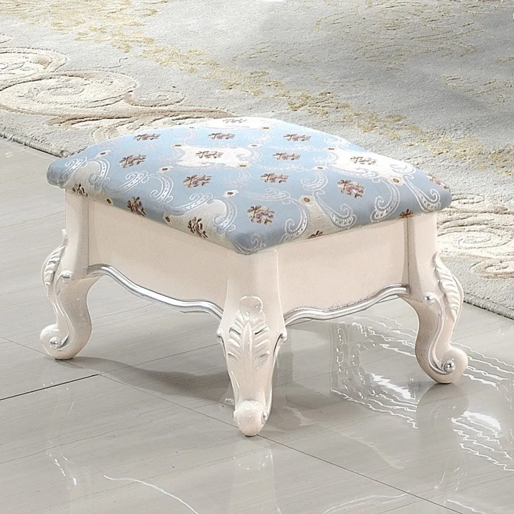 European-Style Small Stool Living Room Coffee Table Low Stool Home Creative Cute Shoe Changing Stool Solid Wood Bedroom round