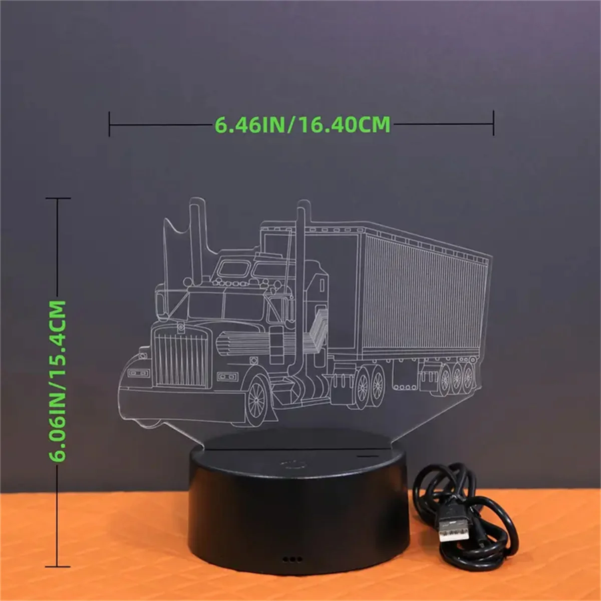 1pc  Truck 3D Night Light, 3D Optical Illusion Lamp With Touch, 7-Color Changing Ambient Light For Bedroom