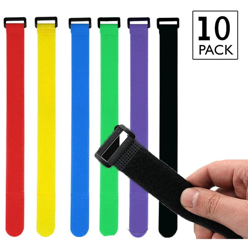 10 Stuks 20Mm Breedte Nylon Omgekeerde Gesp Riem Kabel Banden Herbruikbare Zelfklevende Haak Lus Bevestiger Tape Band 20/30/40Cm