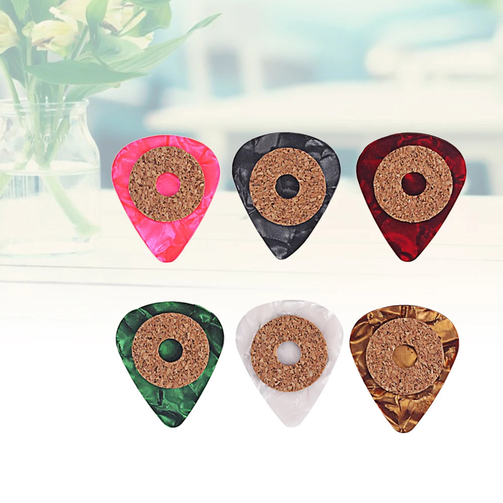 

6pcs Guitar Picks Colorful Non-slip Grip Cork Tape Guitar Picks for Guitar Bass Ukulele Mandolin Banjo (0.5mm)