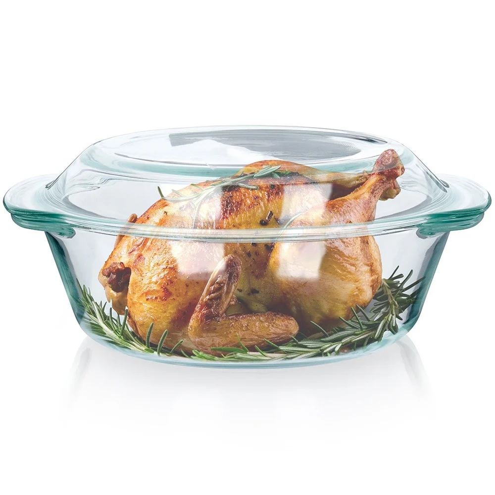 Hittebestendig gerecht met glazen deksel 2L + 750ml